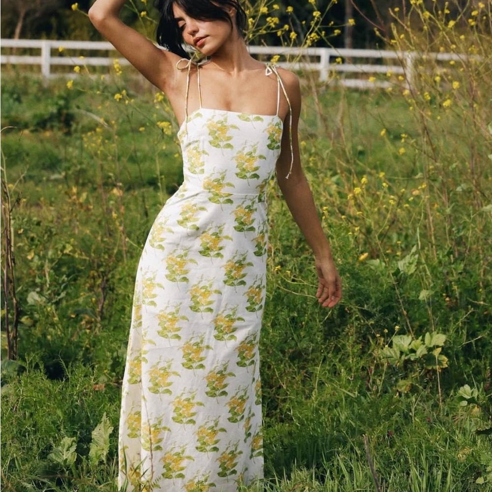Floral Yellow and White Cousin the Label Maxi Dress